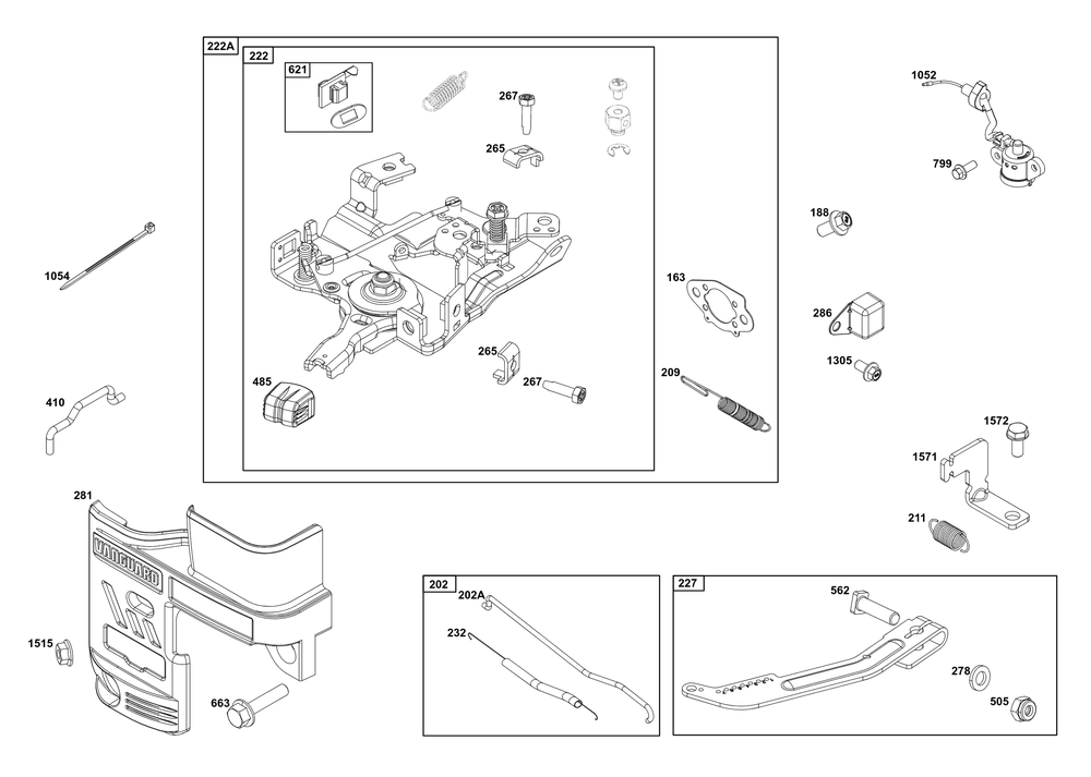 Controls Group Diagram and Parts List for 12V337-0132-F1 100000 - 19Z999 Briggs and Stratton Engine
